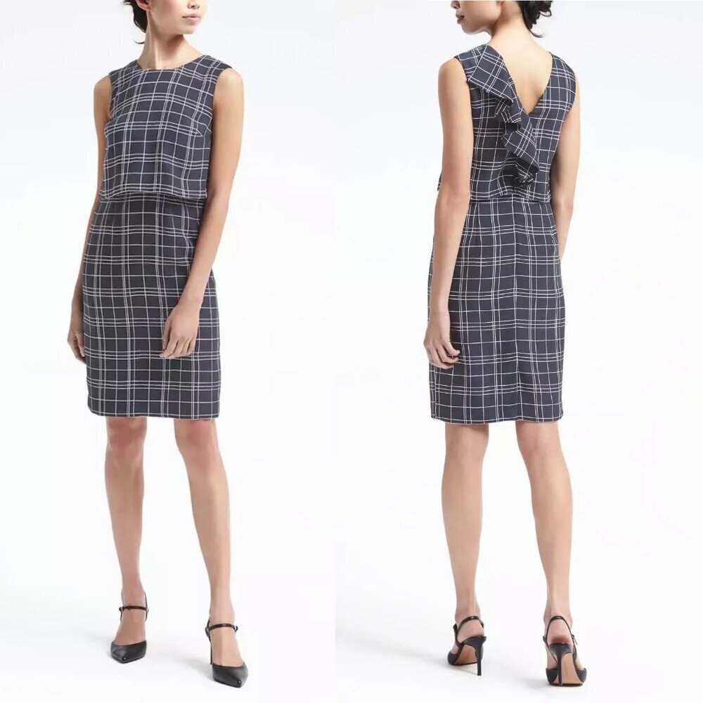 NWT New $128 Banana Republic Plaid Tiered Sheath Dress Size 6 Petite